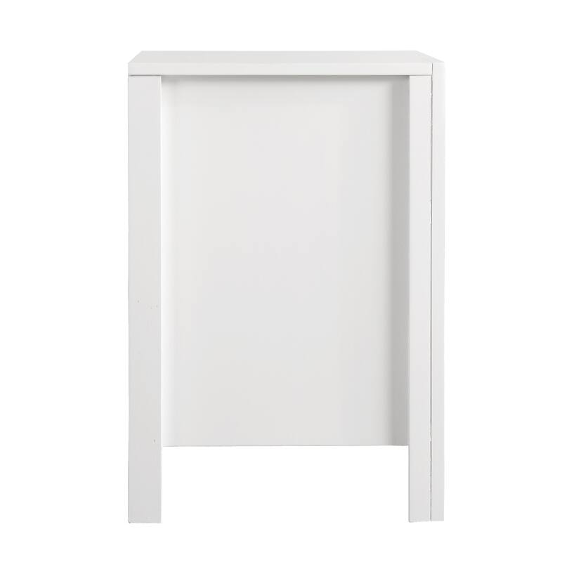 2 Drawer White Nightstand, 25 Inch Classic Wood Bedside Table with Dovetail Drawers and Refined Style