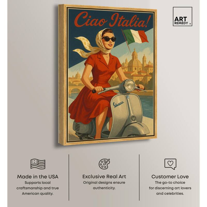 Scooter Italian Travel Canvas by Art Remedy