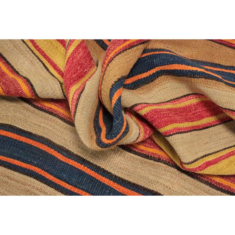 Hand Woven Oriental 100% Wool Carpet Southwestern Tribal Multi-Colored Kilim Area Rug - 7' 1'' X 5' 5''