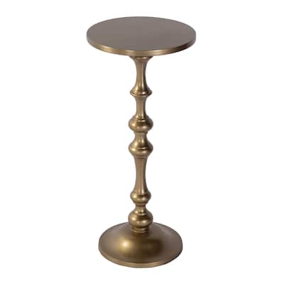 Passeo 10 in. W Round All Metal Pedestal Base End Table