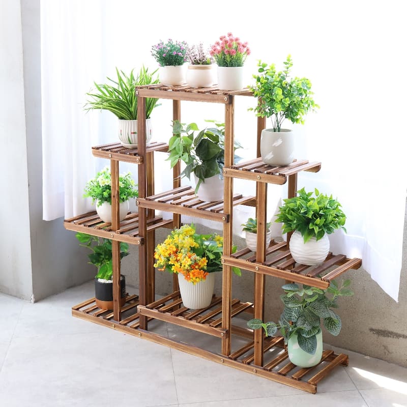 Large Ladder Multi Plant Stand Wooden Garden Planter Shelf