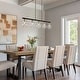 preview thumbnail 2 of 9, Modern Industrial 5-Light Black Gold Linear Chandelier Clear Glass Kitchen Island Lights for Dining Room