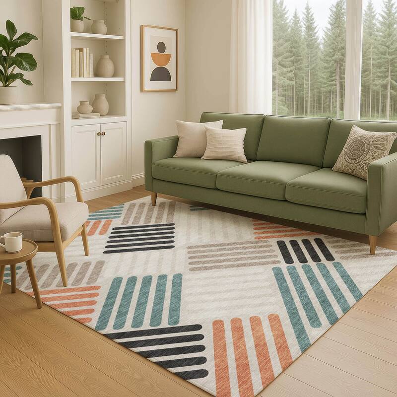 Machine Washable Indoor/ Outdoor Modern Weave Chantille Rug