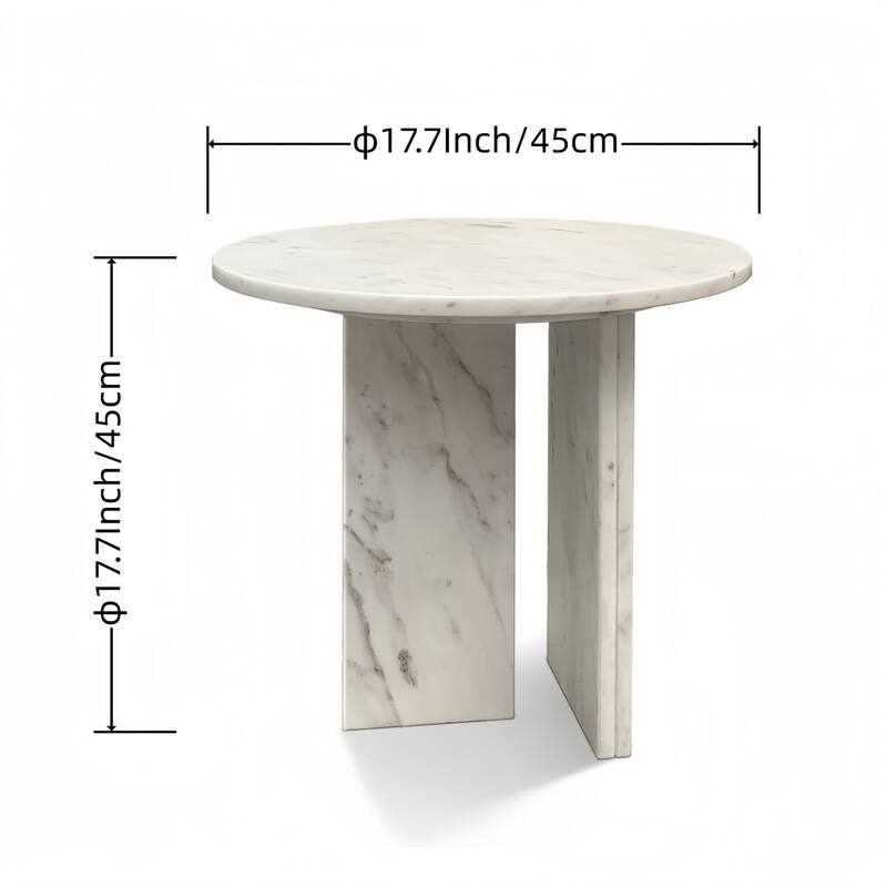 Roomfitters Round Marble Coffee Table, Natural Stone Side Table for Living Room, Solid Marble Accent Table