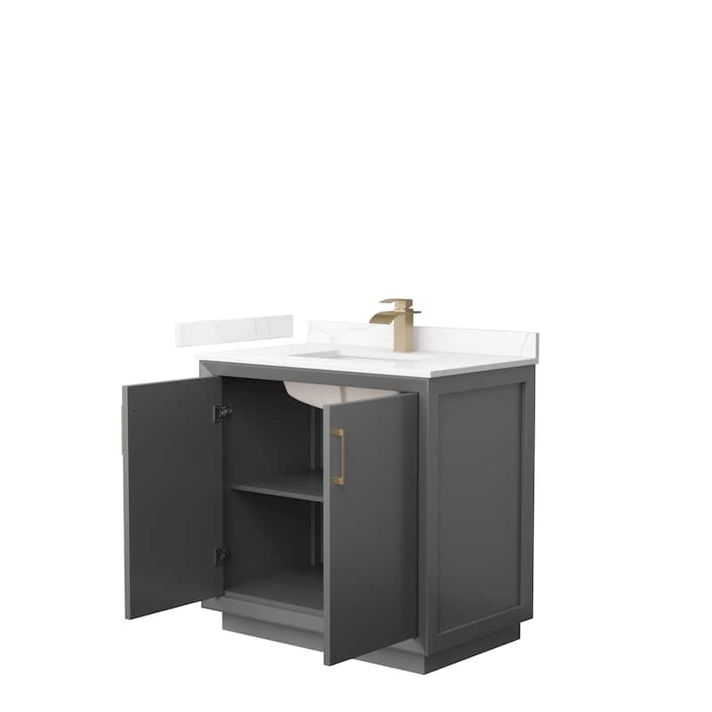 Strada 36-inch Single Vanity, Quartz Top