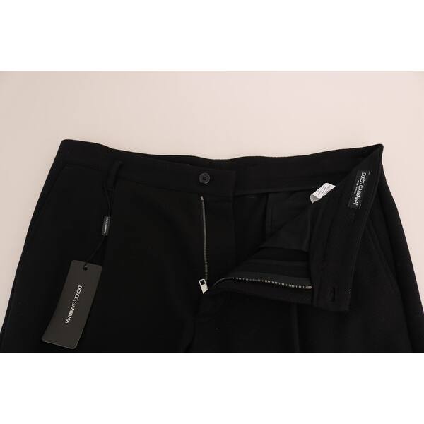 Shop Dolce Gabbana Black Cotton Stretch Cropped Trousers Men S