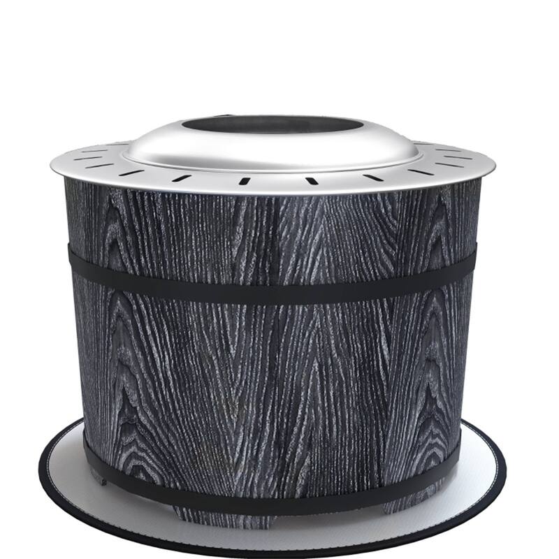 Smokeless Wood Burning Fire Pit with Fireproof Mat Outdoor Patio Heater Magnesium Oxide - 20.5" Dia. x 15.25" H - Black