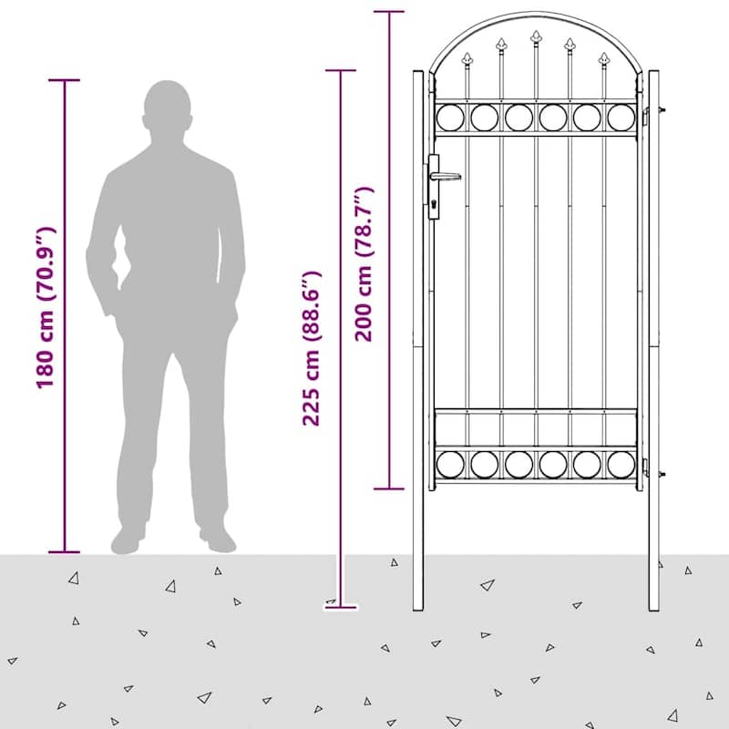 vidaXL Fence Gate Gray 39.4" x 49.2"/59.1"/68.9"/98.4" Powder-coated steel