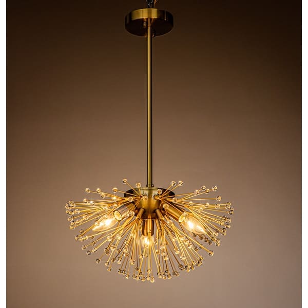 slide 9 of 8, Glam 3-Light Crystal Beaded Glowworm Firefly Sputnik Chandelier In Antique Gold Antique Gold