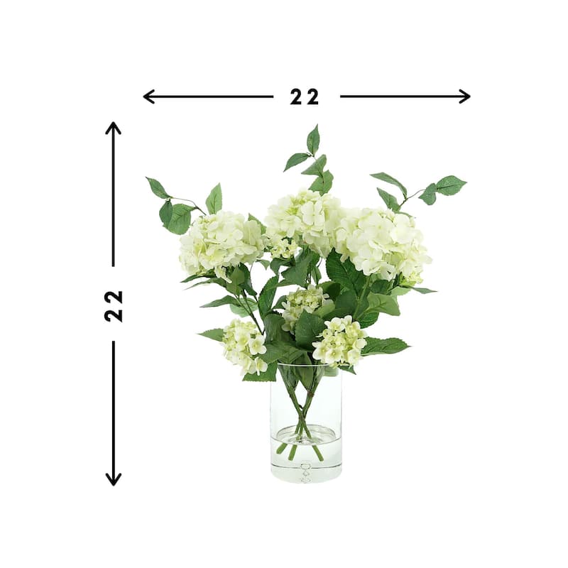 Hydrangea Floral Arrangement in a Clear Glass Vase