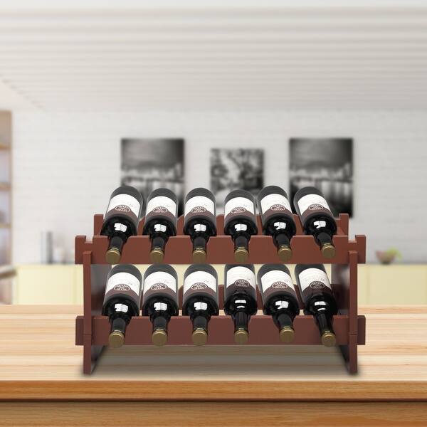 Shop 2 Tier Stackable Wine Rack Holds 12 Bottles Classic Style Wine Racks On Sale Overstock 31242876