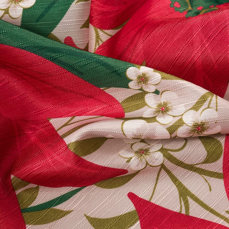 Christmas Flower Poinsettia Slub Shower Curtain