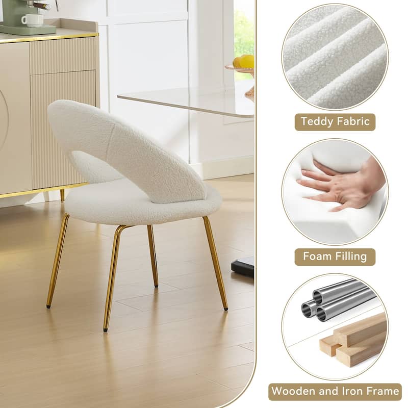 Teddy cloth dining chair with metal legs