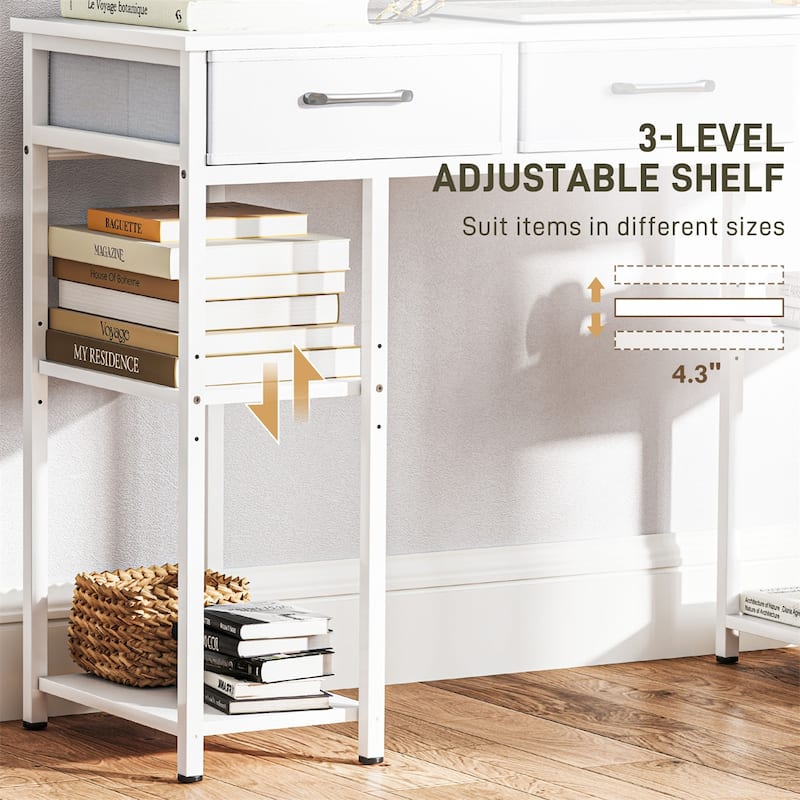 Steel Computer Desk with Drawers and Adjustable Shelves