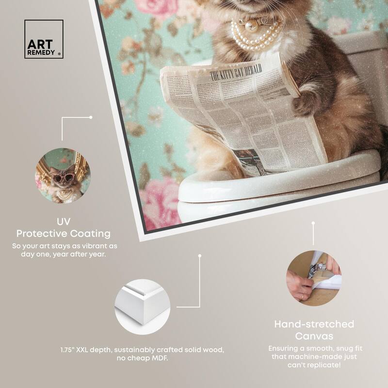 Ornate Kitty Toilet Time Canvas by Art Remedy