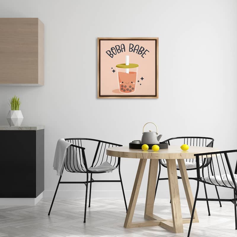 Stupell Boba Babe Bubble Tea Framed Floater Canvas Wall Art Design By Sarah Hickman