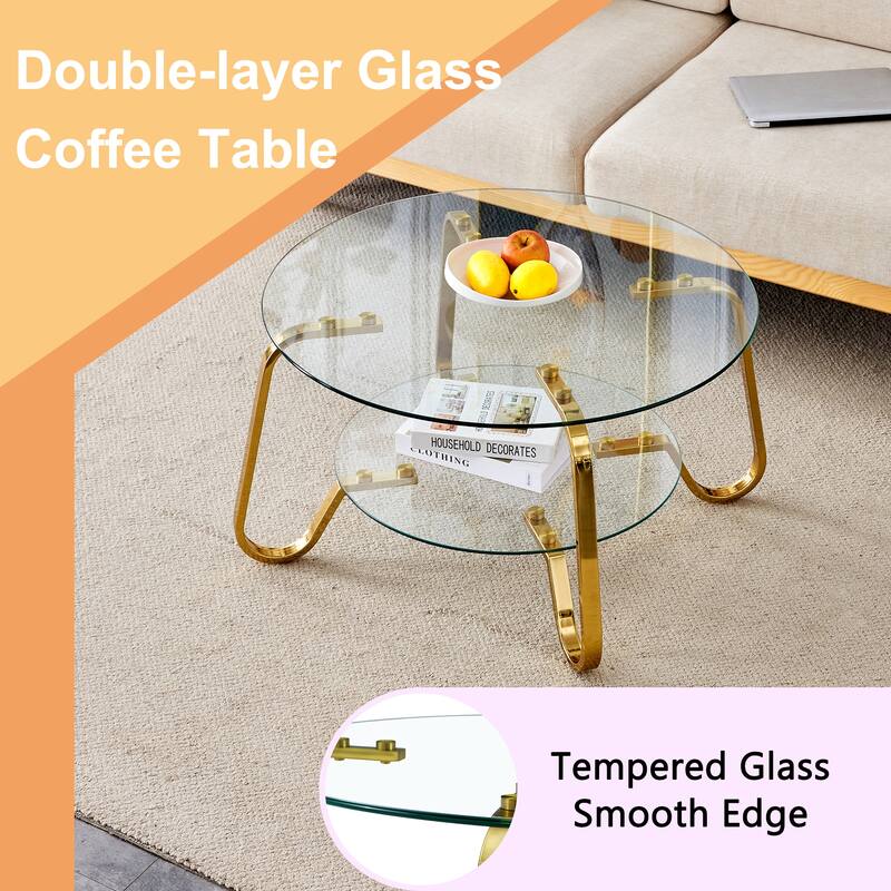 Retro Minimalist Metal Frame Glass Coffee Table, 31.5" Square, Vintage Elegance