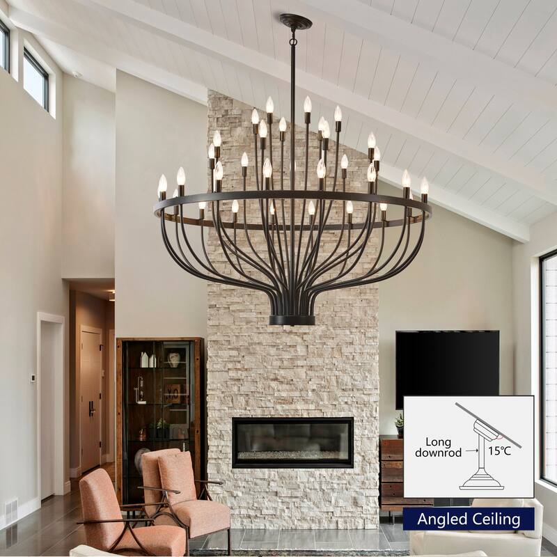 Industrial Chandelier Rustic Vintage 33-Lights Candle Style Light Fixture Large Retro