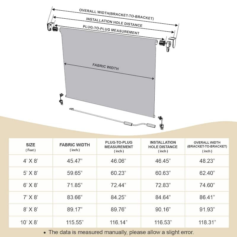 Aoodor 5% Openness Cordless Solar Fabric Roller Shade, 95% UV Protection Blinds