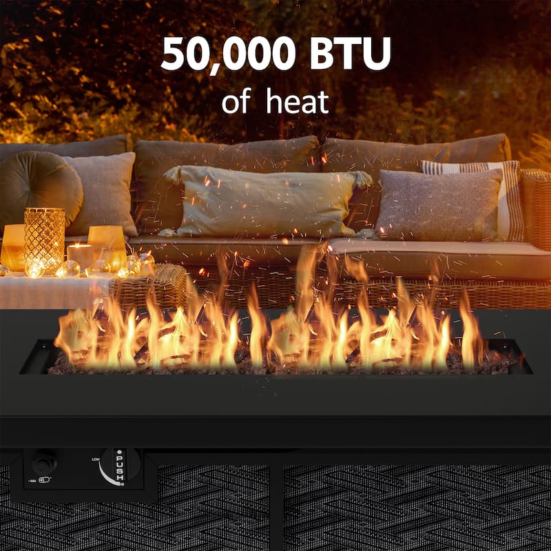 Futzca Square Outdoor Propane Fire Pit Table with Removable Cover - N/A