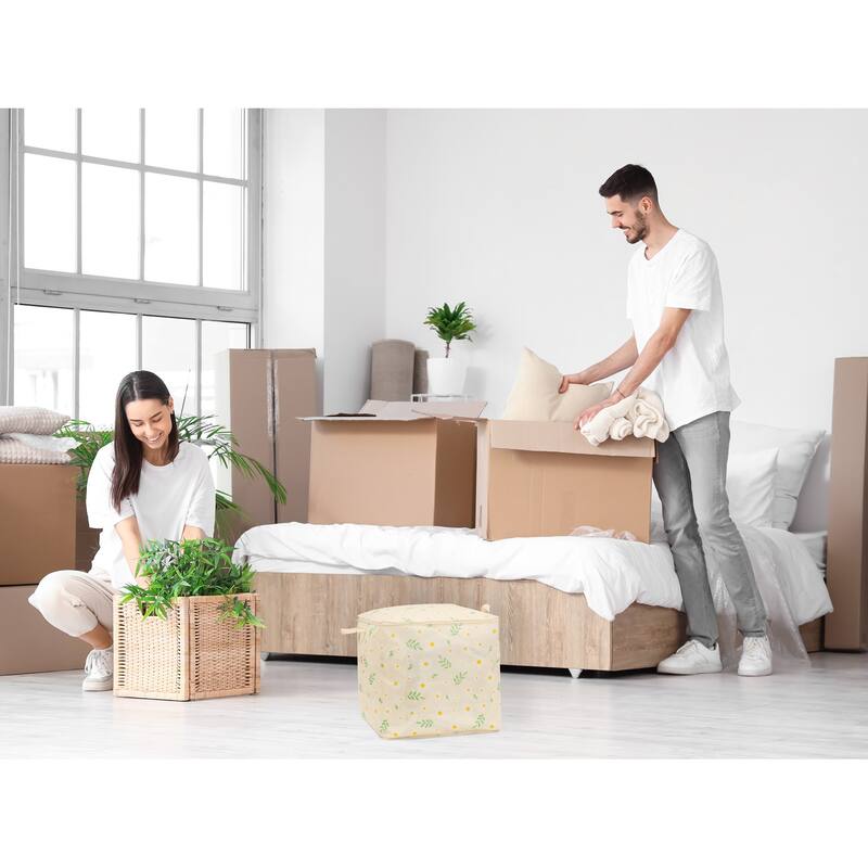 1 Pcs Clothes Storage, Moving Bags, for Organizing Clothing, Closet Organizers and Storage with Handles Beige