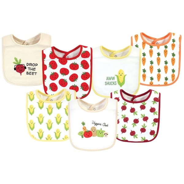 slide 1 of 1, Hudson Baby Infant Girl Cotton Bibs, Veggies, One Size - Veggies - One Size One Size - Veggies