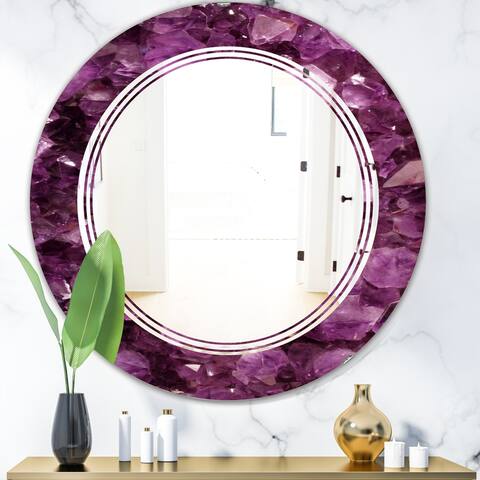 Designart 'Purple Gems' Modern Round or Oval Wall Mirror - Triple C