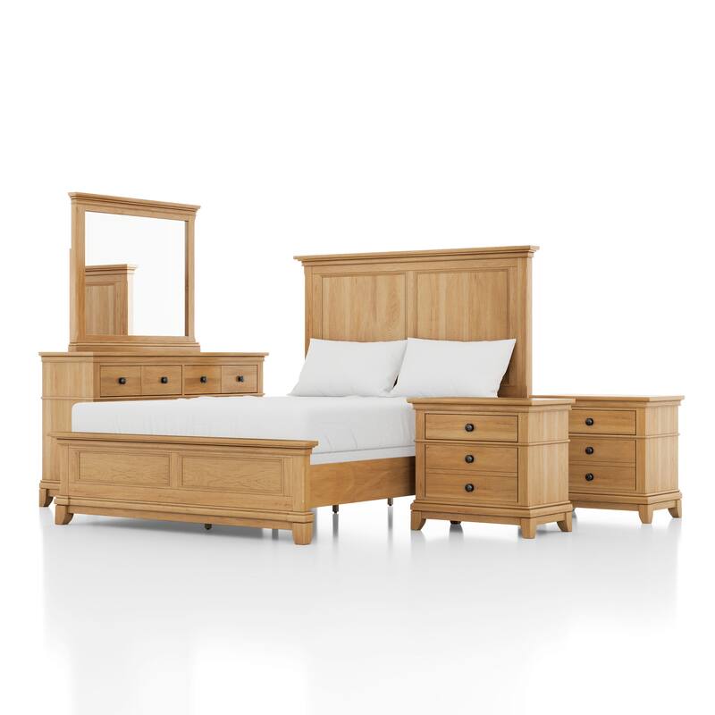 Furniture of America Wellington Farmhouse Natural Oak 5-Piece Wood Kids Bedroom Set