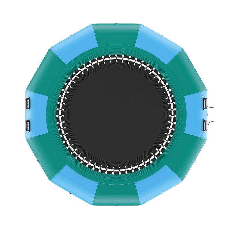 12ft Portable Inflatable Recreational Water Bouncer Trampoline with 3-Step Ladder and Electric Air Pump
