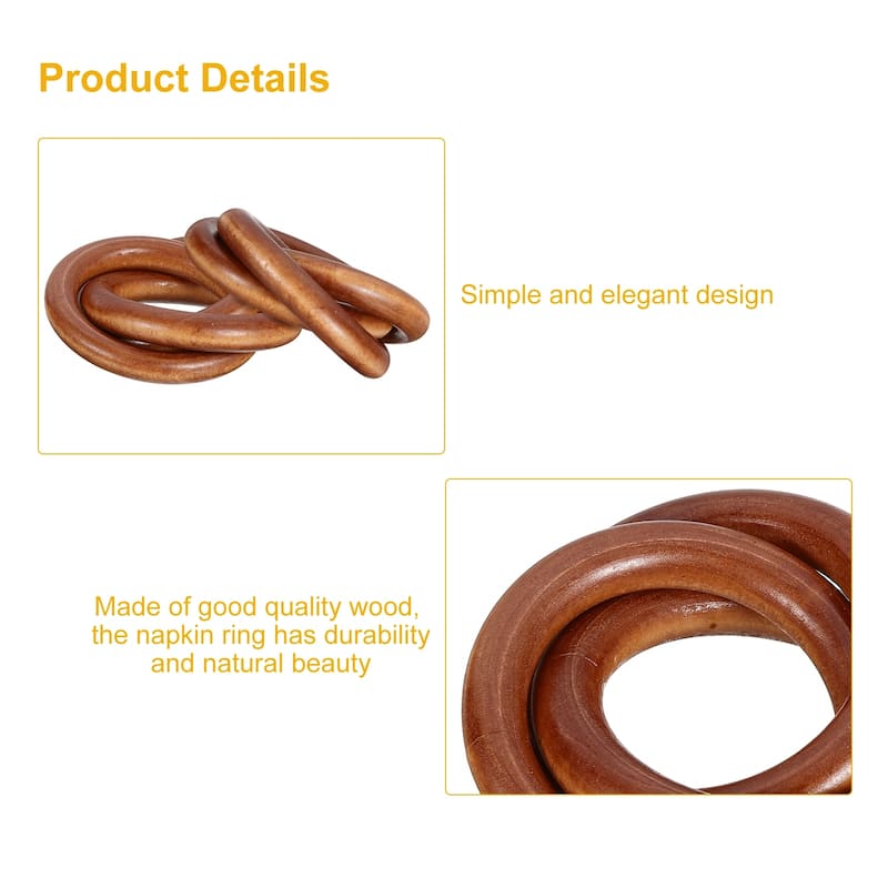Set of 8 Wooden Napkin Rings, Circle Table Napkin Holders