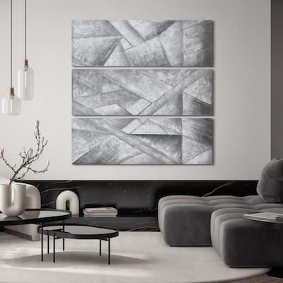 Diamonds Textured Metallic Hand Painted Canvas Wall Art Set of 3