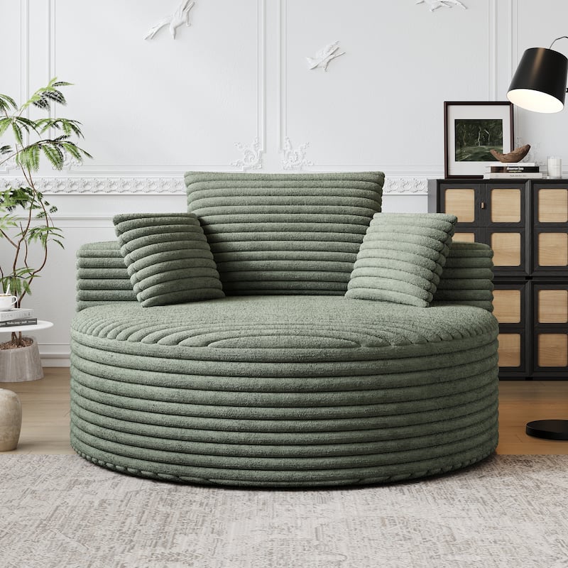 50"L Corduroy Sponge Single Sofa,No Assembly Required,Fluffy Modern Sleeper Chair (Not A Swivel Chair)