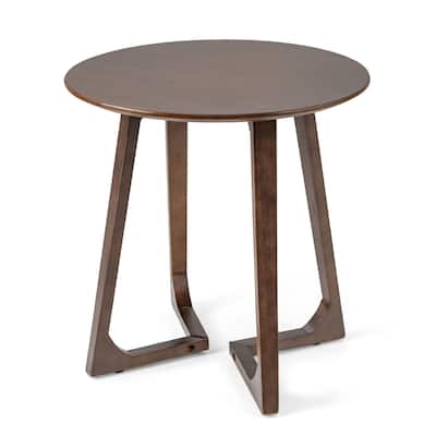 Rubber Wood Round Coffee End Table with V-Shaped Legs and 110 lbs Capacity - 24" x 24" x 24"(L x W x H)
