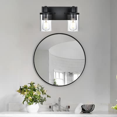 2 Light Bathroom Vanity Lighting with Clear Glass Shade
