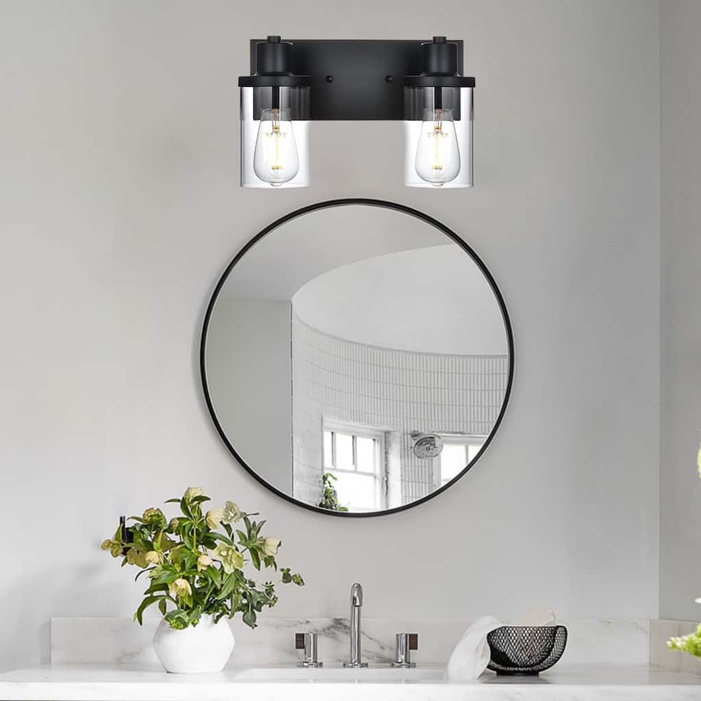 2 Light Bathroom Vanity Lighting with Clear Glass Shade