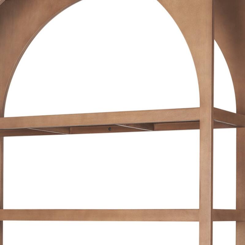 HomeRoots 47" Brown Arched Solid Wood Five Tier Bookcase