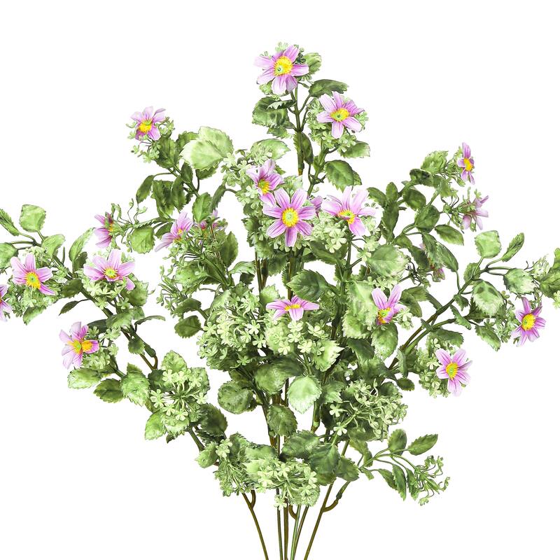 Set of 2 Lavender Artificial Wild Daisy Greenery Flower Stem Bush Bouquet 20in - 20" L x 11" W x 11" DP