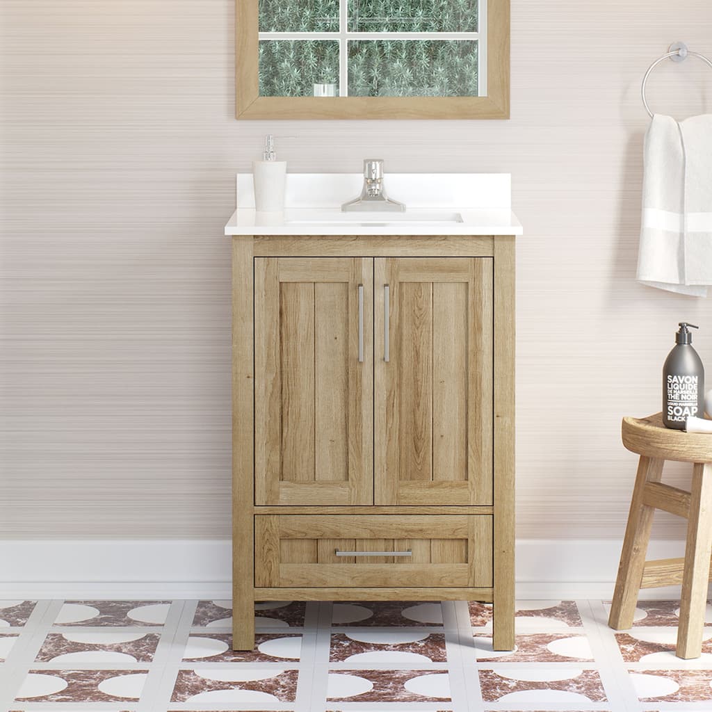 OVE Decors Kansas 24" Bathroom Vanity Top and Backslplash White Oak