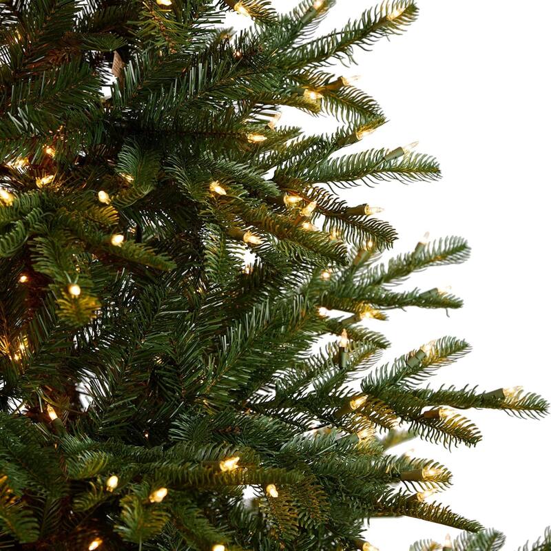 Pre-Lit Layered Washington Spruce Artificial Christmas Tree- 8' - Clear LED Lights - 8 Foot