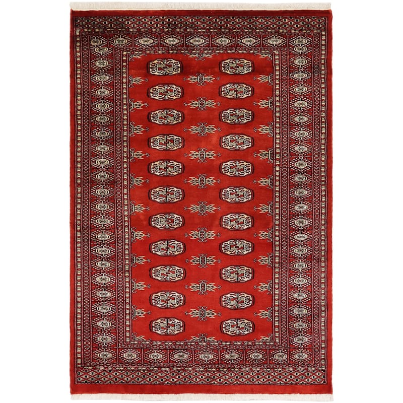 Rustic Bokhara Buchanan Rust/Beige Hand Knotted Wool Rug - 3'11'' x 5'9''