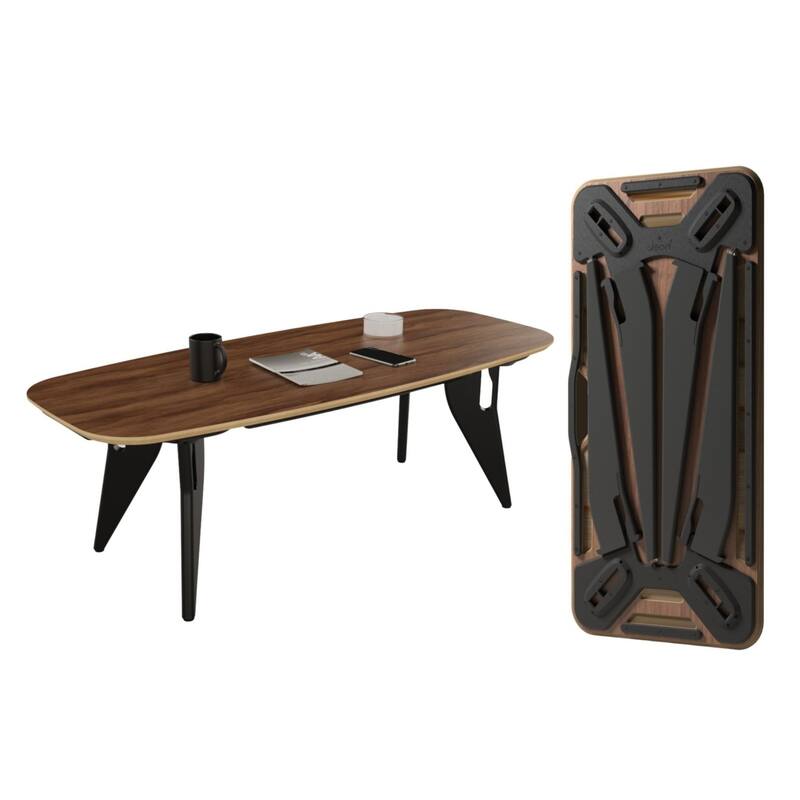 Hoek Long Coffee Table - 47.5" L x 20" W x 15" H - Walnut with Black Legs