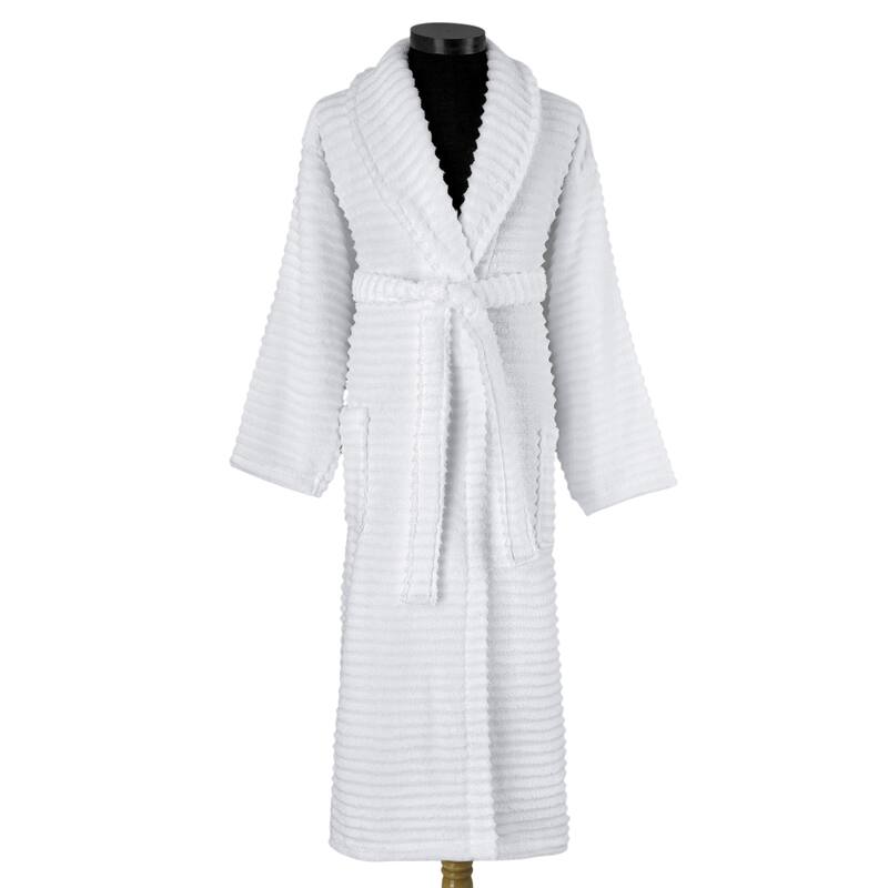 Ribbed Zero Twist Turkish Cotton Unisex Bathrobe