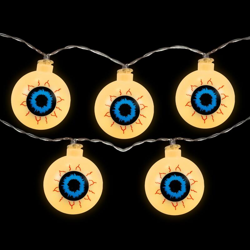 Bloodshot Eyeball Halloween Lights - Warm White LED - 4.5' Clear Wire - 10ct