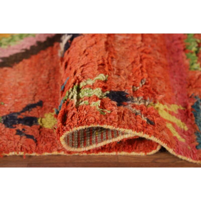 Orange Moroccan Oriental Area Rug Handmade Wool Carpet - 6'1" x 9'6"