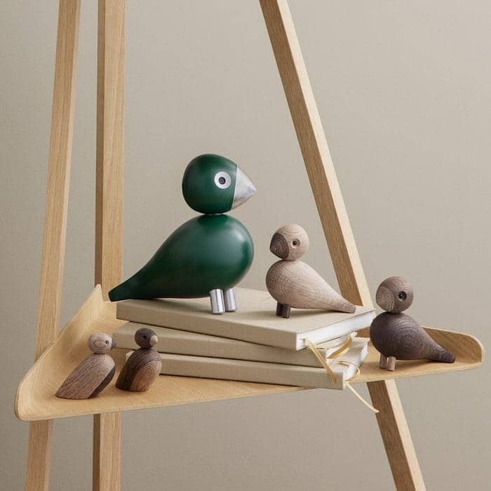 Kay Bojesen Pair Of Sparrows, Oak/Smoked Oak - H: 2.2"