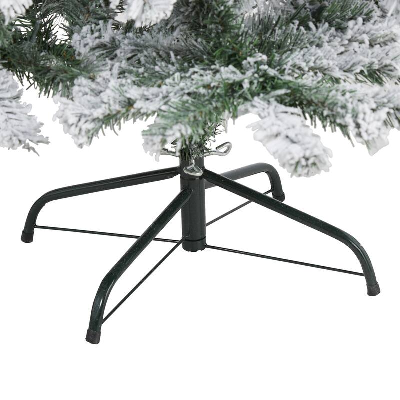 5ft. Flocked Spruce Artificial Christmas Tree with 150 Clear LED Lights - Snowy Holiday X-Mas Glow