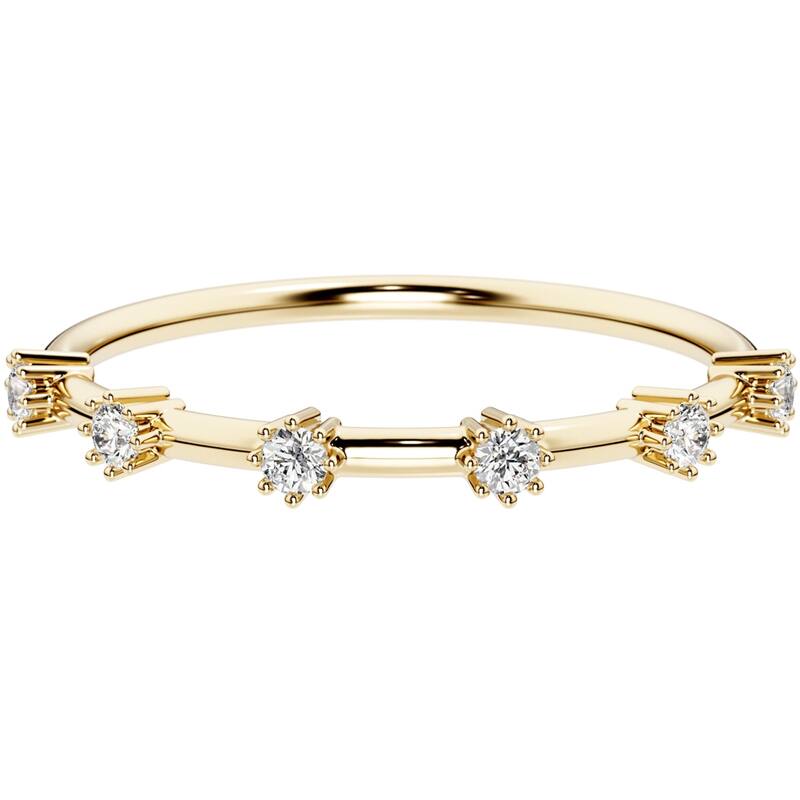 14k Gold Plated Sterling Silver Lab Diamond 1/10 ct Stacking Ring Band