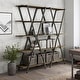 preview thumbnail 1 of 4, Leighton Industrial Oak and Gun Metal 5-Shelf Bookcase by Furniture of America