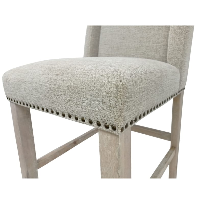 Fawn Upholstered Counter Stools - 41.5" - Beige and White - Set of 2