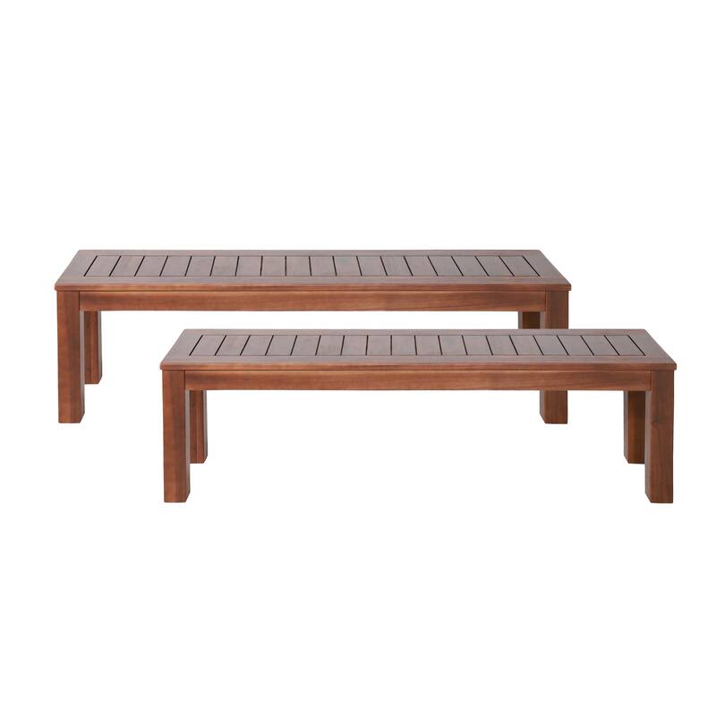 Manila Acacia Wood Outdoor Dining Bench by Christopher Knight Home - Dark Brown